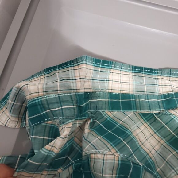 Preowned levis woven plaid button down Shirt size Xl color green/Beige - Picture 11 of 14